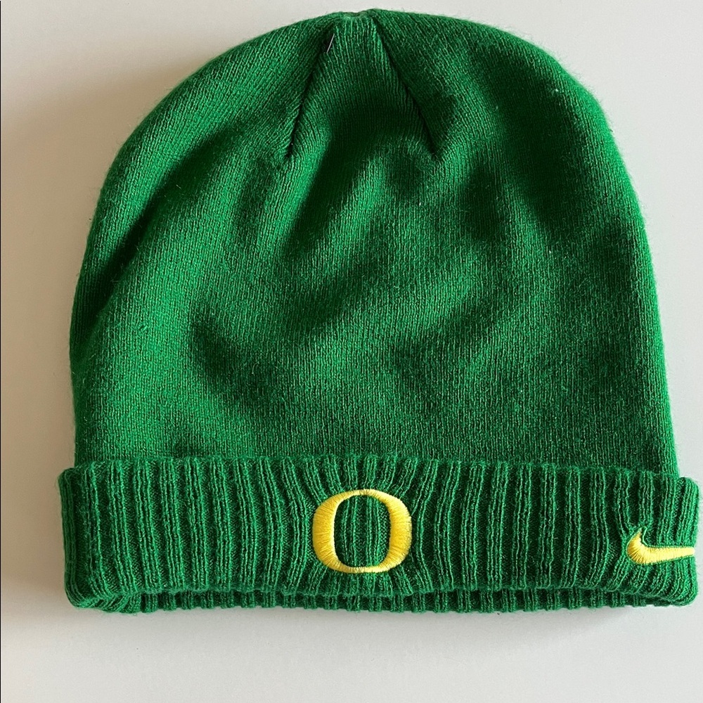 Nike Green Knit Beanie with‎ Yellow 'O' and Swoosh